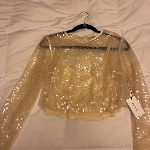 Jason Wu cream sheer sequin top size s cami underneath attached. NWT - Picture 2 of 4